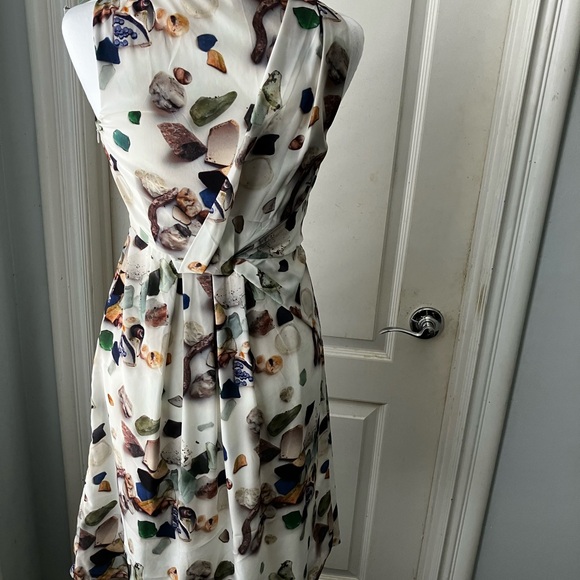Elegant Costal vibe Multicolor Sleeveless very elegant waistband. Vintage dress - Picture 4 of 14